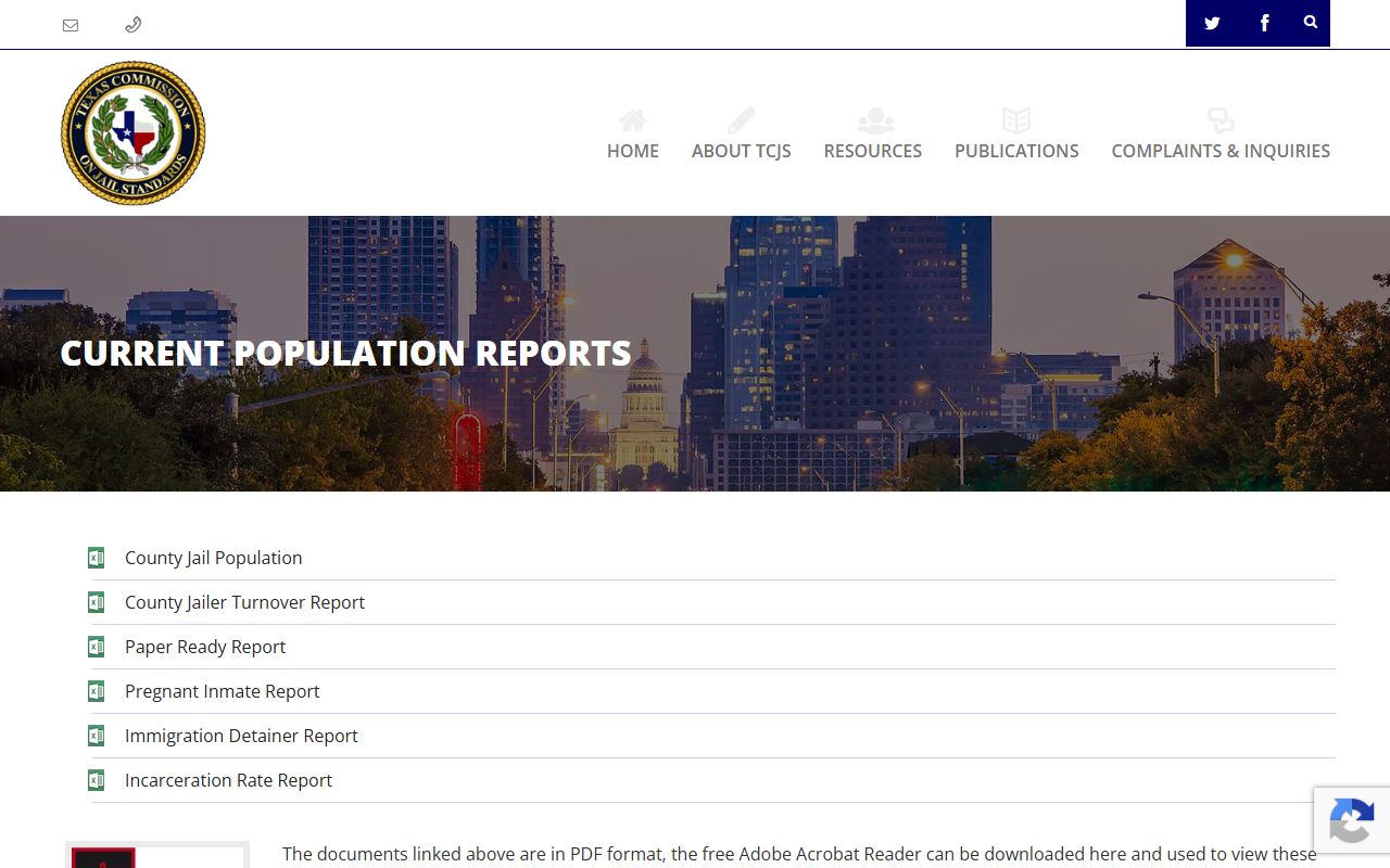 Brewster County inmate population TCJS population reports page